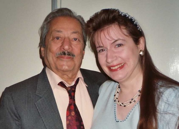 Saeed Jaffrey and Sharon Ann Holgate after recording part of The Indian Particle Man